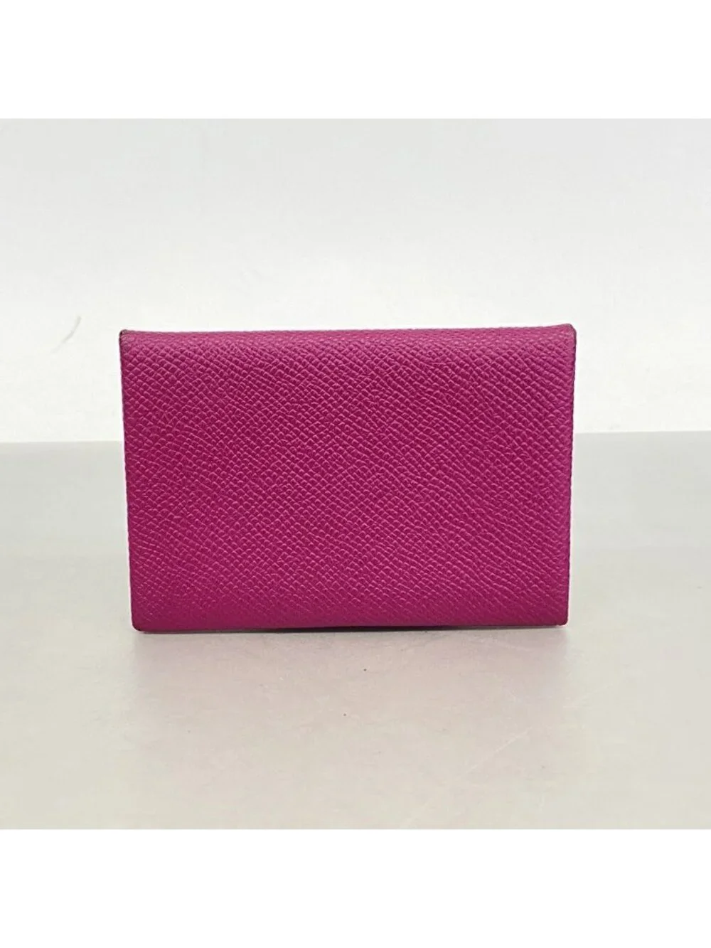 Hermes Card Case Calvi Veau Epsom Rose Purple Silver